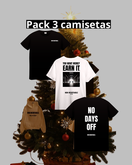 Pack 3 camisetas (NO DAYS OFF+ BORDADA + EARN IT)