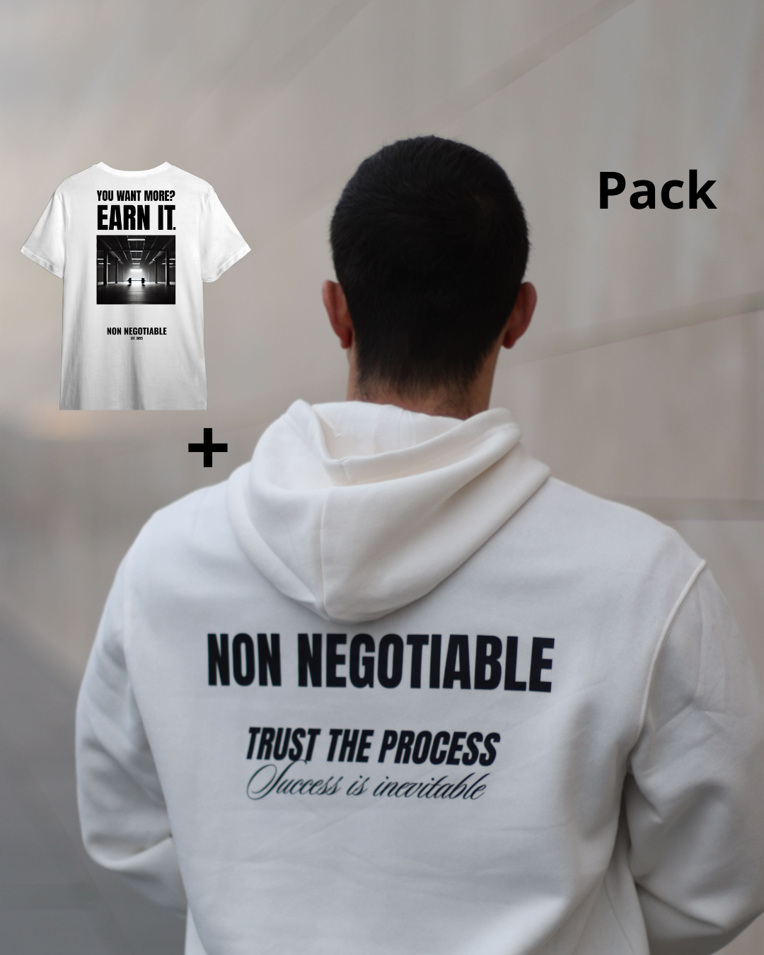 PACK (camiseta + sudadera) EARN IT + TRUST THE PROCESS