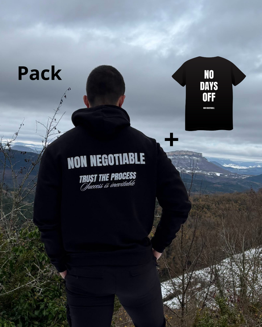 PACK (camiseta + sudadera) NO DAYS OFF + TRUST THE PROCESS